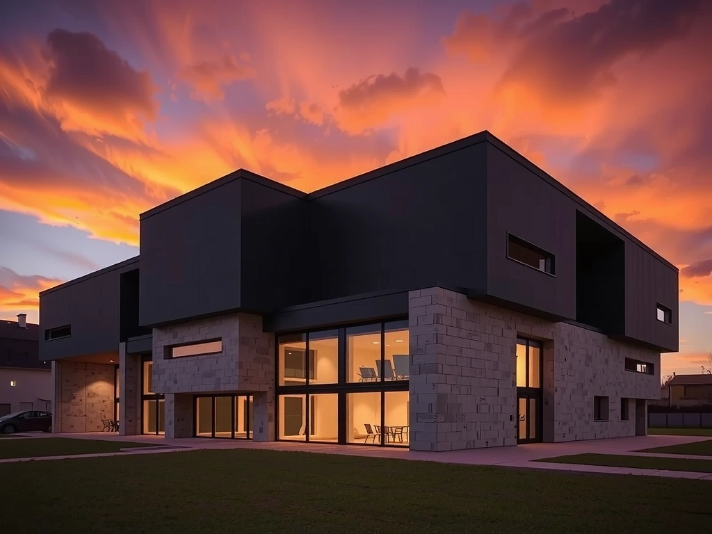Vue crépusculaire de l'agence hardivo à Fontjoncouse
